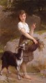 Niña con cabra y flores Chica de realismo académico Emile Munier